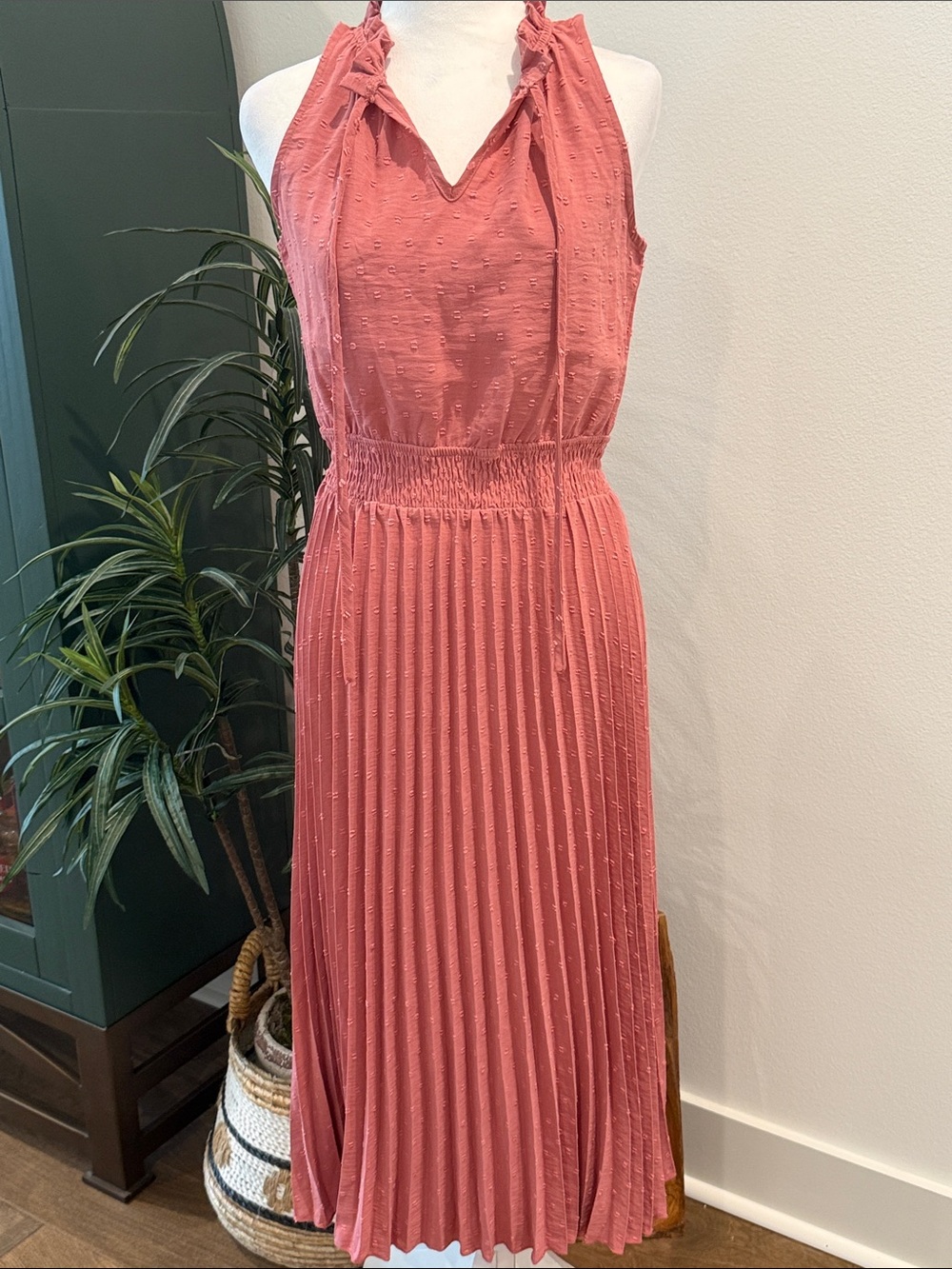 Pretty Garden Summer Dresses Casual V Neck Swiss Dot Ruffle Sleeveless Dress